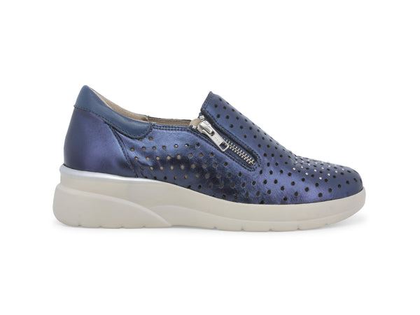 Melluso Scarpa Donna Microforata Blu Strass Zip Elastico Platform K55432Z-243694